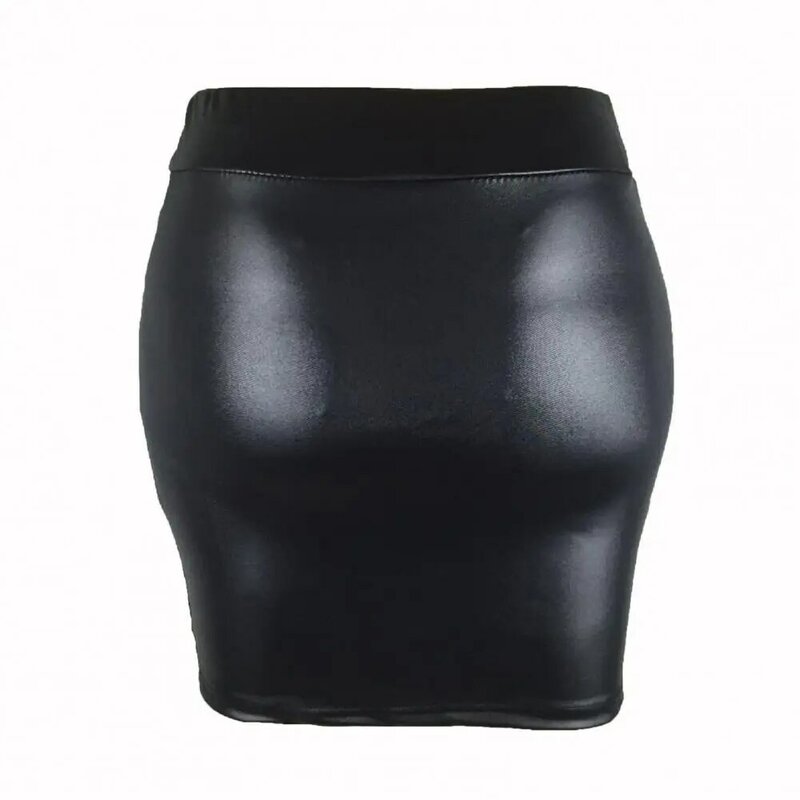 Minifaldas ajustadas de piel sintética para mujer, faldas de cintura alta, Color sólido, Verano