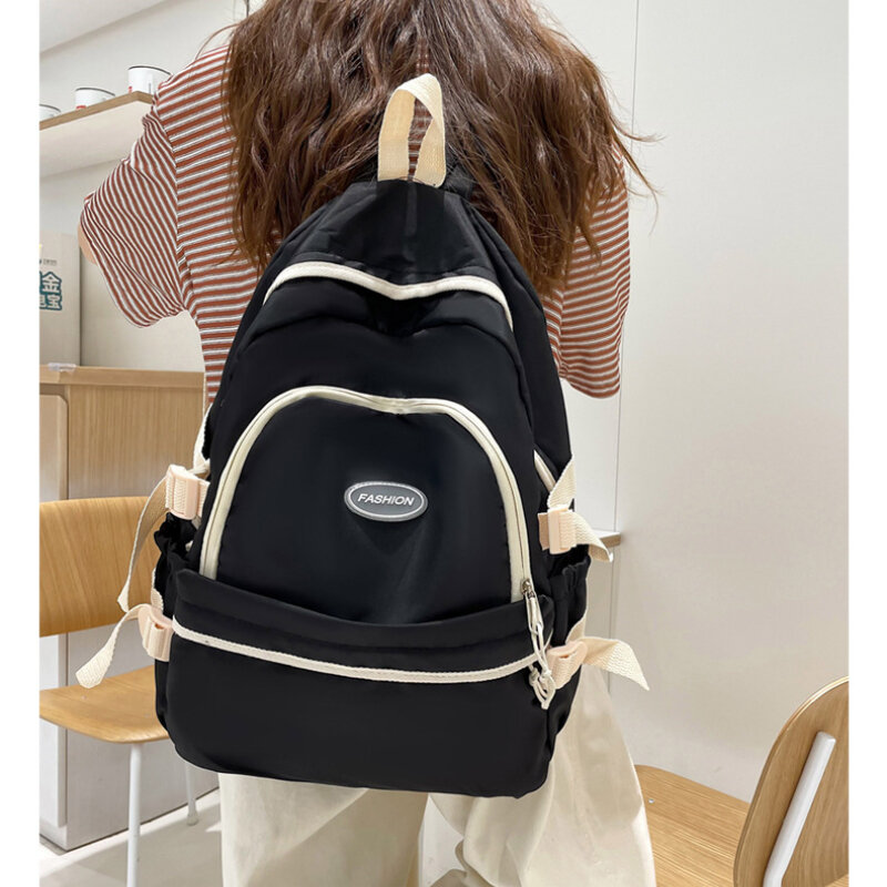 Large-capacity Canvas backpack Girl Junior High School Student Original Design Casual College Student Design Ins Backpack