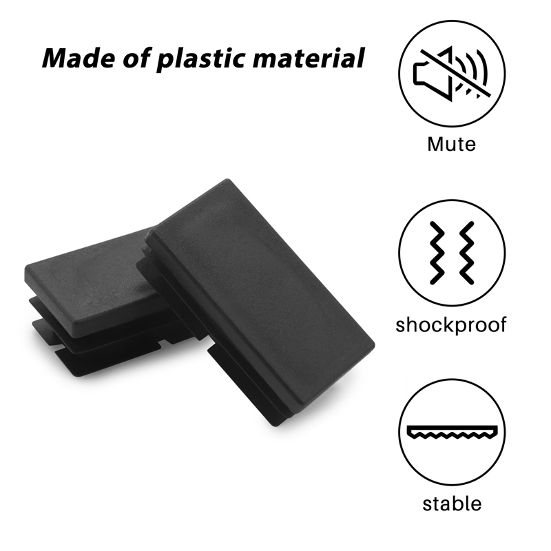 Tapas rectangulares de plástico negro, 8 piezas, inserciones de 20mm x 40mm