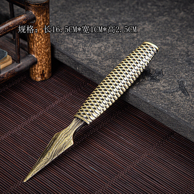 16CM Vintage Novelty Pure Metal Letter Opener Cutter Snake Scale Modeling Knife Weapon Collection Boys Toys Stationery Knife