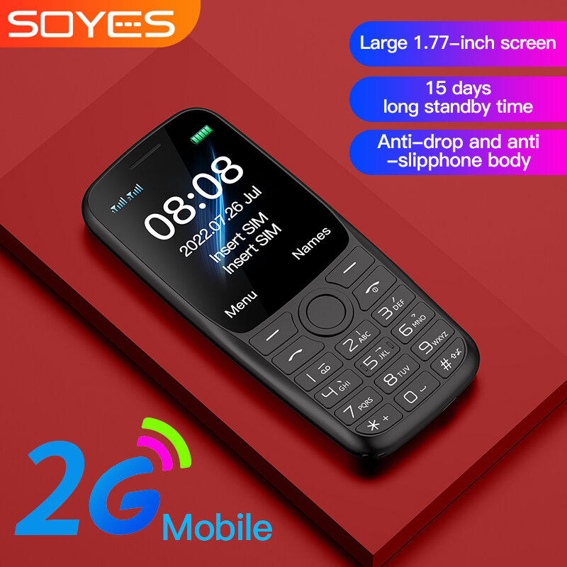 SOYES S10T Ponsel Keyboard Mini 2G GSM Speaker Keras Ponsel Cenior dengan Ponsel Senter Kuat 800MAh