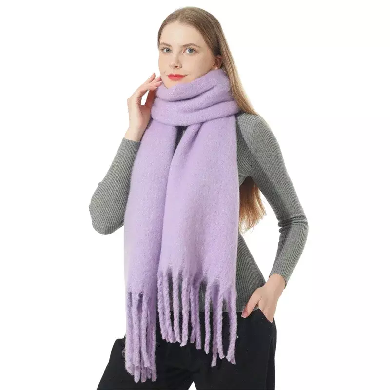 Однотонный модный роскошный брендовый плотный шарф, женские кашемировые шали, зимние теплые шарфы, мягкий шейный платок из пашмины, хиджаб