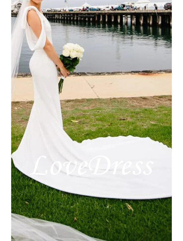 LoveDress-vestidos De novia elegantes De un hombro para mujer, ropa De boda De sirena, Simple, sin mangas, De licra, 2023