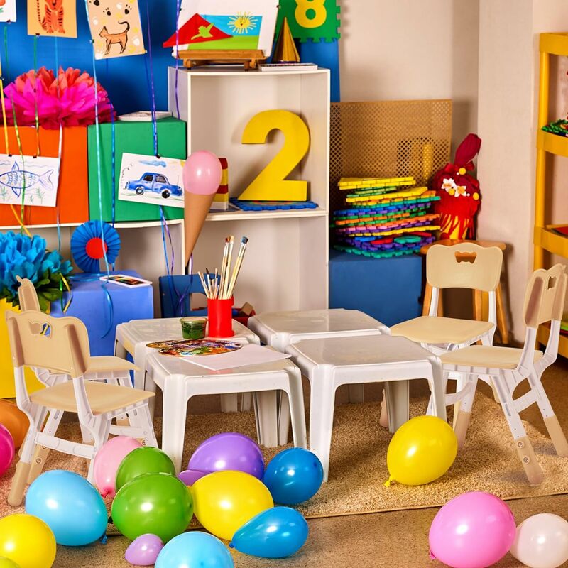 Verstelbare plastic kinderzitje, leer-en schrijfstoel, slaapkamer, set van 2