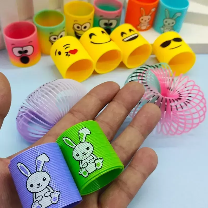 1 buah mainan pegas ajaib senyum plastik pelangi Neon untuk anak-anak pesta ulang tahun hadiah karnaval hadiah baby shower untuk tamu
