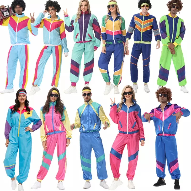 Парные костюмы в стиле хиппи для женщин и мужчин, винтажные костюмы для косплея в стиле 50-х и 80-х годов для рок-диско, карнавала, Хэллоуина, искусственные фантазии, наряд