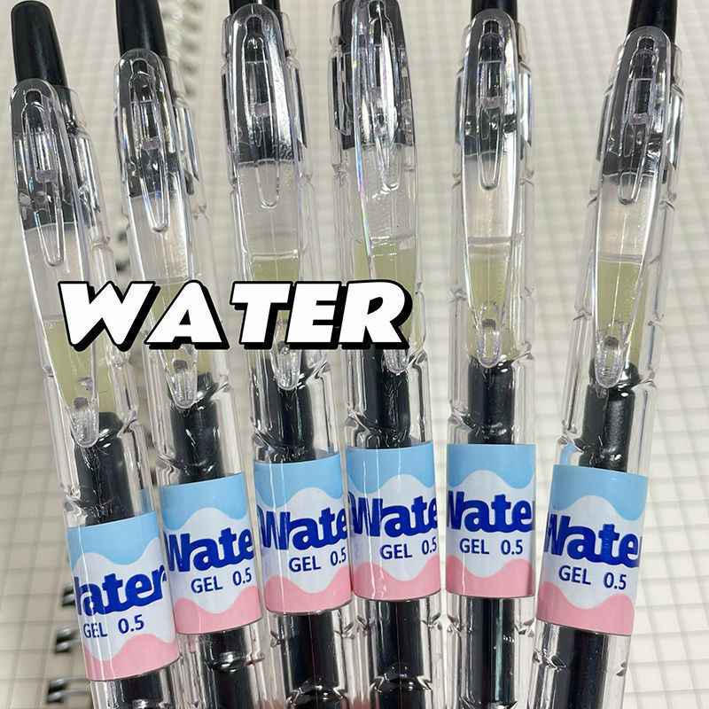 Bolígrafo de Gel transparente para pruebas de oficina, bonitos bolígrafos retráctiles de tinta azul de 0,5mm, material de papelería escolar, 3 piezas