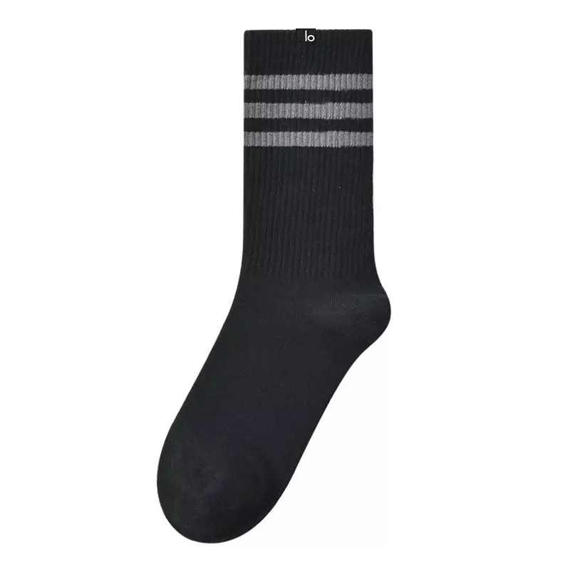 AL Спорт Бег Йога впитывающие пот дышащие мягкие носки средней длины для женщин полосатые повседневные хлопковые носки