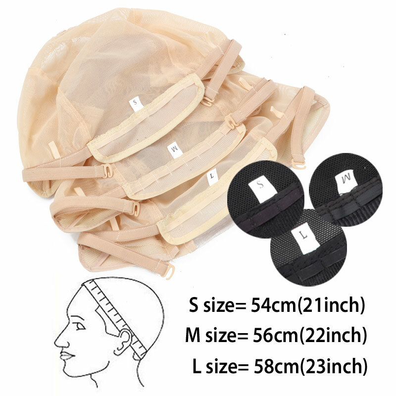 Topi Wig Renda Depan untuk Membuat Wig dengan Topi Tenun Jaring Renda Swiss Tanpa Lem Tali Dapat Disesuaikan untuk Membuat Wig dengan Penutupan Frontals