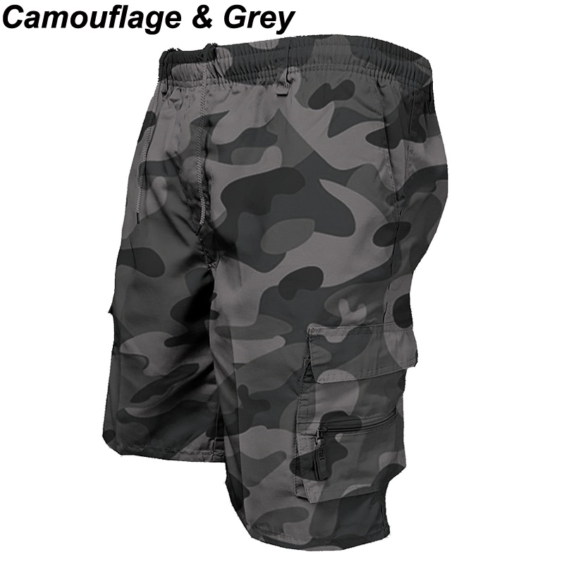 Camouflage Overalls Losse Casual Camouflage Zomerbroek Grote Maat Multi-Pocket Vijf Punten Broek Heren