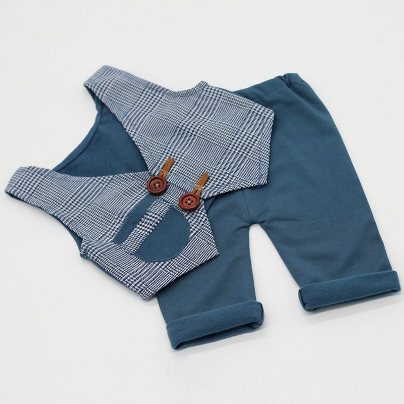 Baby Boy Photography Clothing Newborn Photo Props Little Gentleman Plaid Vest  Shorts Suit 3 Colors