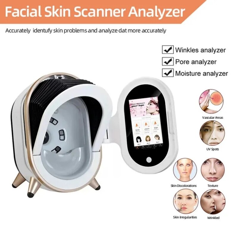 Analizador de piel con IA, instrumento de imagen inteligente, Detector de piel, espejo mágico de ocho espectros, máquina de análisis Facial Digital 3D