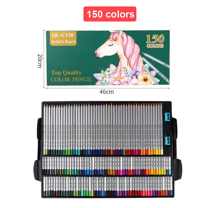 150สี Professional น้ำมันดินสอสีชุดไม้นุ่มดินสอสีสำหรับวาด Sketch โรงเรียน Art Supplies