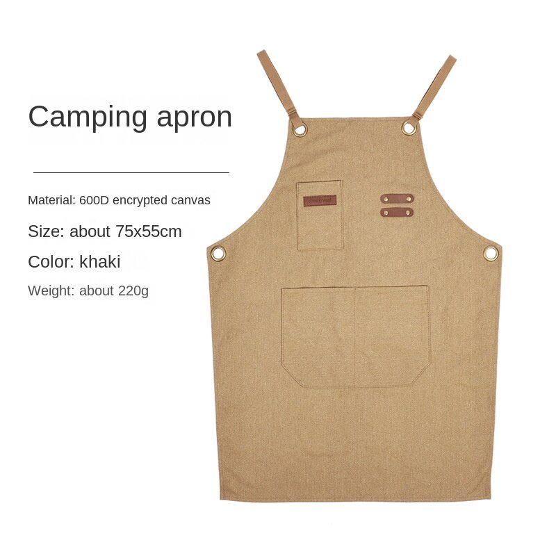 Delantal impermeable y transpirable para acampar al aire libre, delantal de lona de algodón grueso para acampar, Picnic, ropa de trabajo