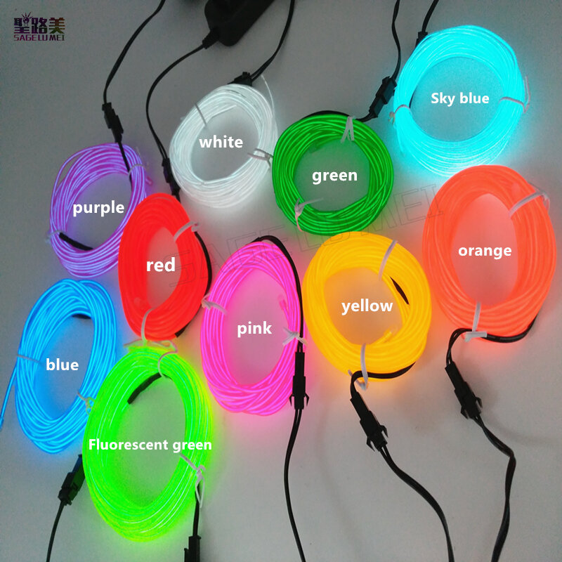 Fio de luz neon usb flexível para decoração de festa, 3v 5v 12v 2m/3m/5m, lâmpada led em neon com fio eletrônico, à prova d'água