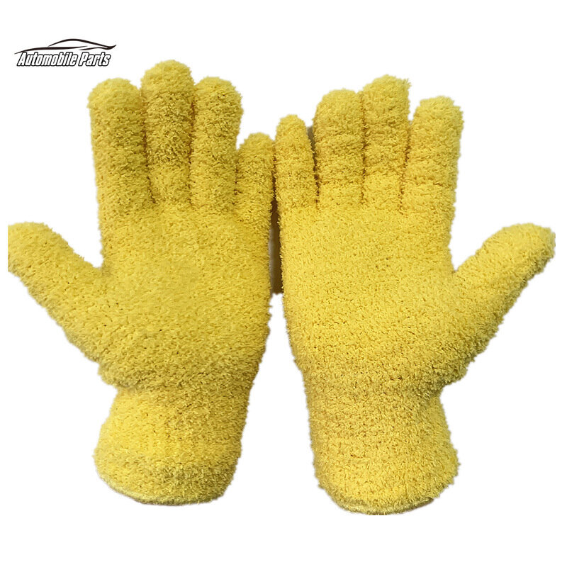 Car Wash Microfiber Dust Removal Gloves Coral Fleece Gloves Clean Five-finger Housework Water Absorbent Dry Hair Gloves