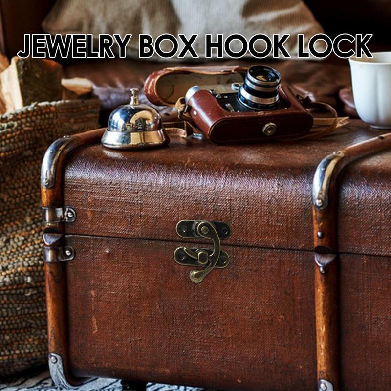 Fecho de gancho de caixa de jóias retrô, caixa antiga, estilo vintage trava esquerda e direita para caixa de jóias, 2 peças