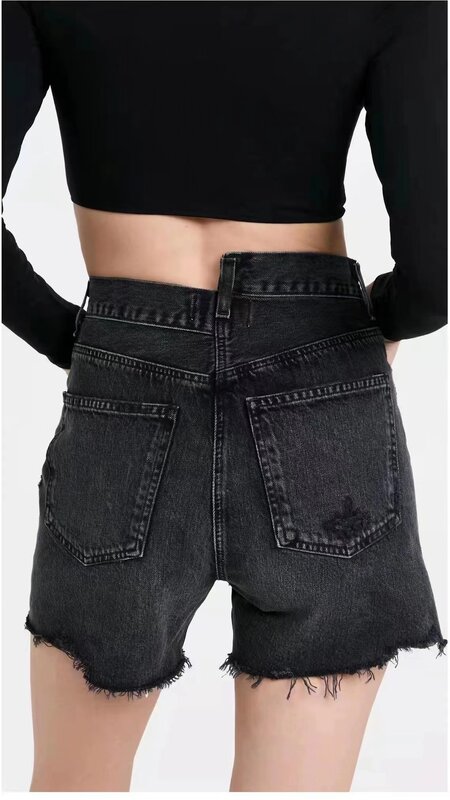 Женские джинсовые шорты, асимметричные модные повседневные женские потертые шорты с высокой талией