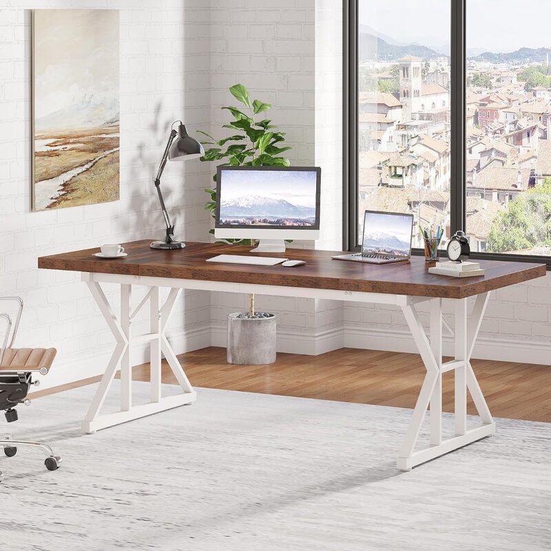 Mesa de escritório moderna e simples, grande mesa do computador, mesa de escritório, estação do estudo, mesa do portátil, 70.8 polegadas