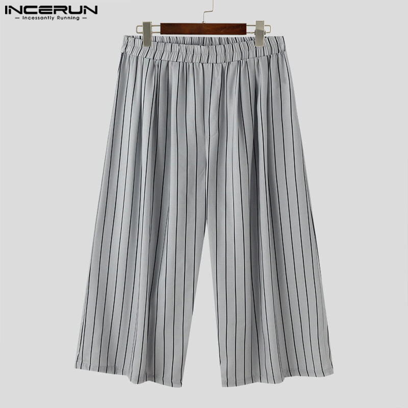 INCERUN 2024 spodnie w stylu amerykańskim nowe męskie spodnie z luźne paski teksturą męskie casualowe w stylu Streetwear szerokie nogawki pantalony S-5XL
