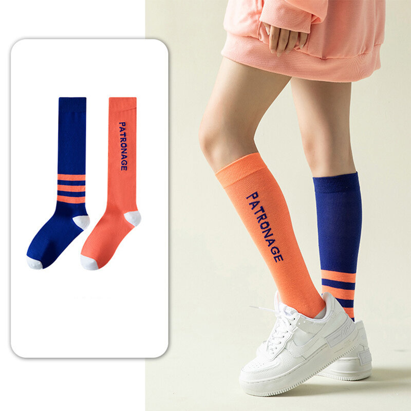 Fashionable Color Scheme 2024 Socks Women's Calf Socks Fitness Running Sports Daily Elastic Slimming Leg Comfortable Pure Cotton