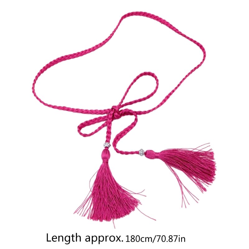 Sabuk Pinggang Kepang Sabuk Gaya Bohemian Wanita untuk Sabuk Kepang Gaun Tepi Laut Musim Panas