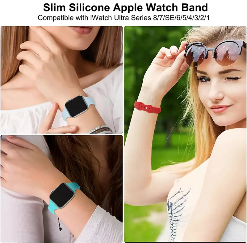 Silicone loop For Apple Watch Band 45mm 44mm 40mm 41mm 49mm Elastic Belt bracelet iWatch series ultra 5/4/3/SE/6/7/8 Strap