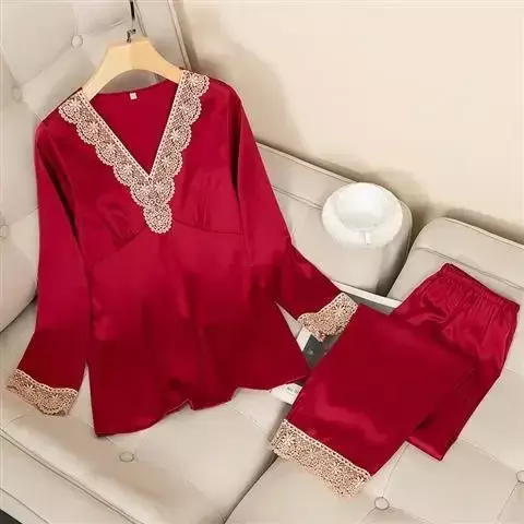 Pijama fino de seda de hielo para mujer, conjunto sexy y encantador de dos piezas, ropa sexy para el hogar, se puede usar externamente en conjuntos de verano