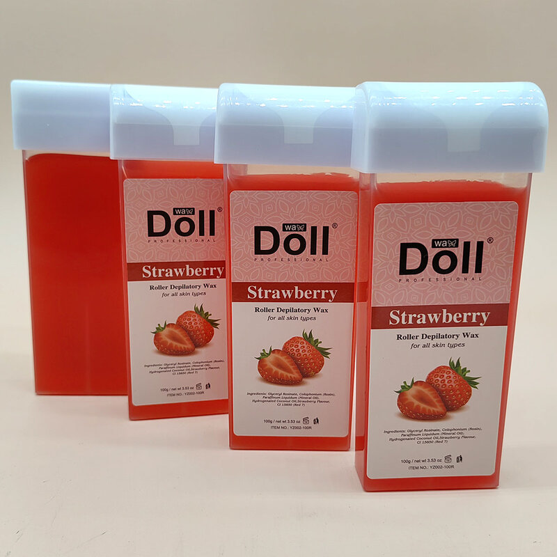 100g strawberry Roll On Hot Depilatory soft Wax Cartridge Hair Removal liposoluble warm roller Wax