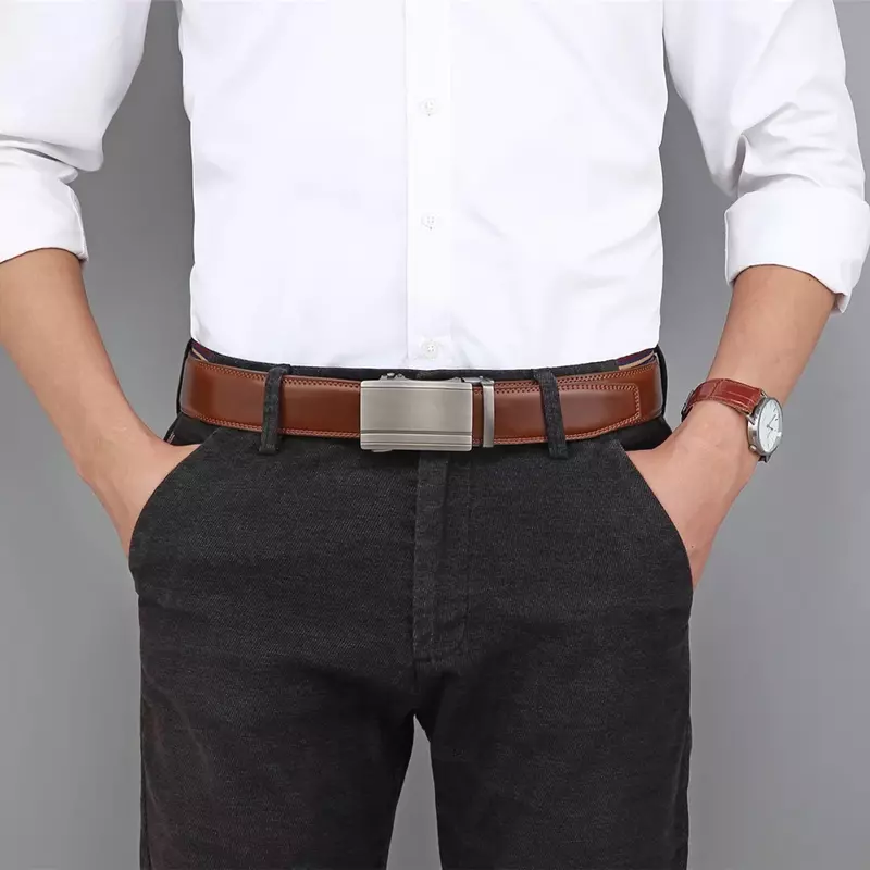 Cinto de couro genuíno para homens, cintura designer de luxo, preto e marrom, 2021, B1081