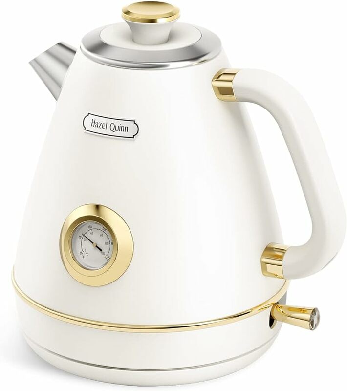 Hazel Quinn 1.7L Electric Kettle with Thermometer, 1200W Fast Boiling, BPA-free, Cordless