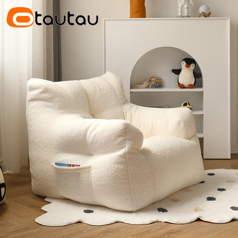 OTAUTAU الكبار كيس فول كبير أريكة مع ملء كرسي واحد نفخة صالون مريح كيس القماش الأريكة قابل للغسل لينة الصوف SF067
