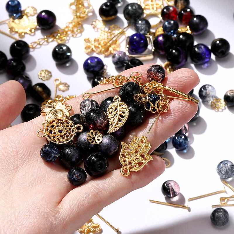 30-50 g/lotto perle di vetro misto ciondoli in metallo distanziatore perline accessori per gioielli per bracciali fai da te collana cavigliera creazione di gioielli