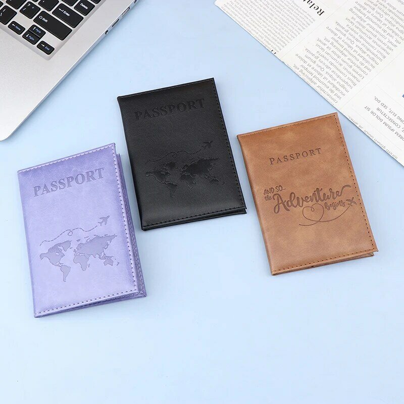 PU Leather Card Case Cover Unisex New Simple Fashion Passport Cover World Thin Slim Travel Passport Holder Wallet Gift