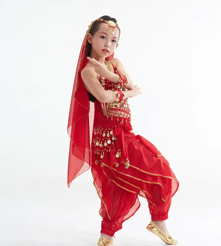 طقم أزياء للرقص الشرقي للأطفال ، رقص شرقي للفتيات ، ملابس رقص شرقي ، 3 ألوان ، رقص شرقي هندي ، طقم رقص شرقي