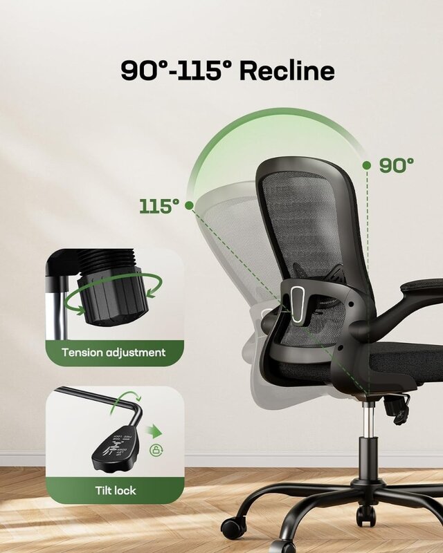Marsail silla de oficina ergonómica, asiento de escritorio con respaldo de malla, soporte Lumbar ajustable, para el hogar