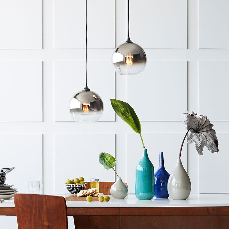 Lampe Suspendue en Forme de Boule de Verre, Design Minimaliste, Luminaire Décoratif d'Nik, Idéal pour une Chambre à Coucher ou un Bar