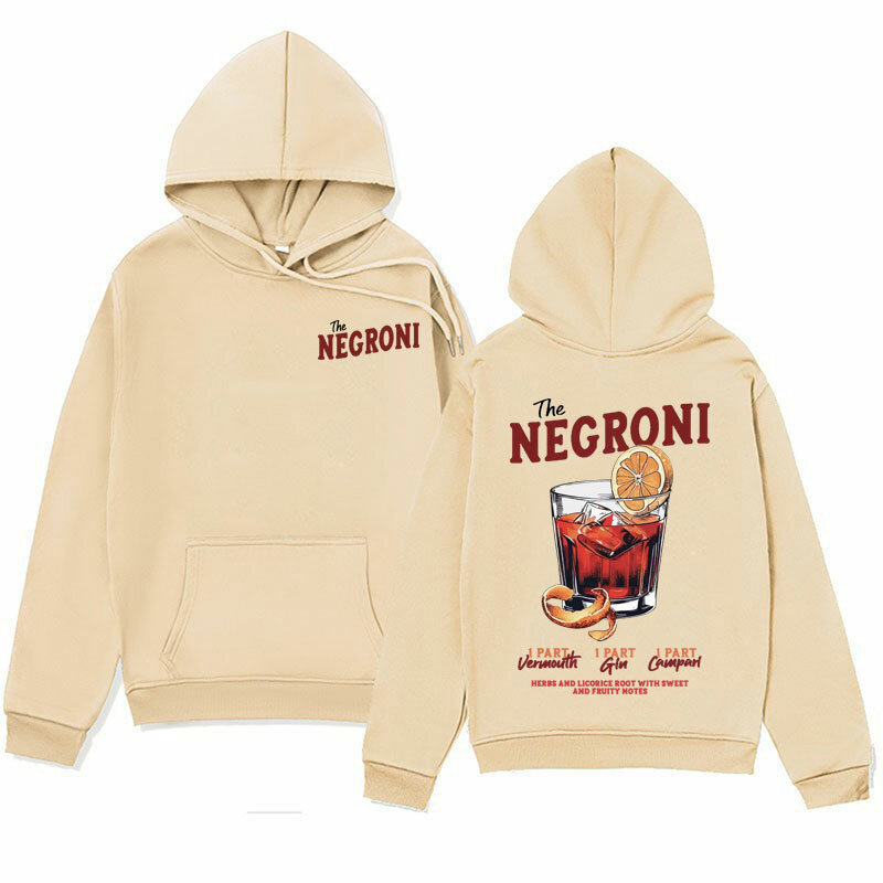 De Negroni Unisex Hoodies Grappige Cocktail Thema Meme Hoodie Heren Vintage Lange Mouw Esthetische Y 2K Sweatshirt Streetwear