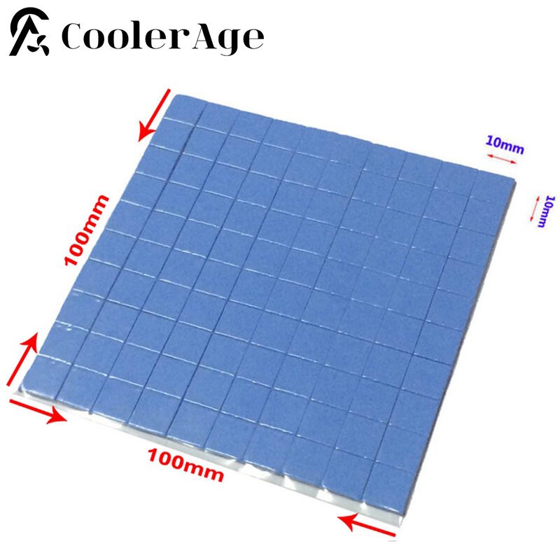 Almohadilla térmica de silicona conductora de refrigeración, disipador térmico de GPU, color azul, 10mm x 10mm x 1mm, 100 unidades