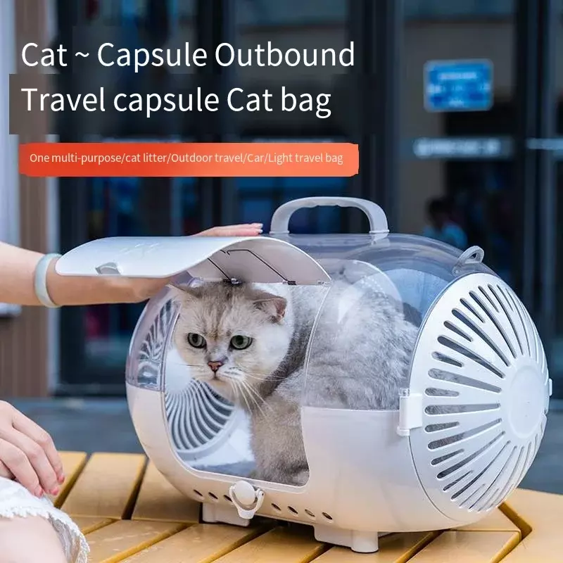 2024 Newest Large Capacity Pet Outgoing Capsule Bag Pet Cart Portable Transparent Space Module Travel 2 in 1 Cat Cart