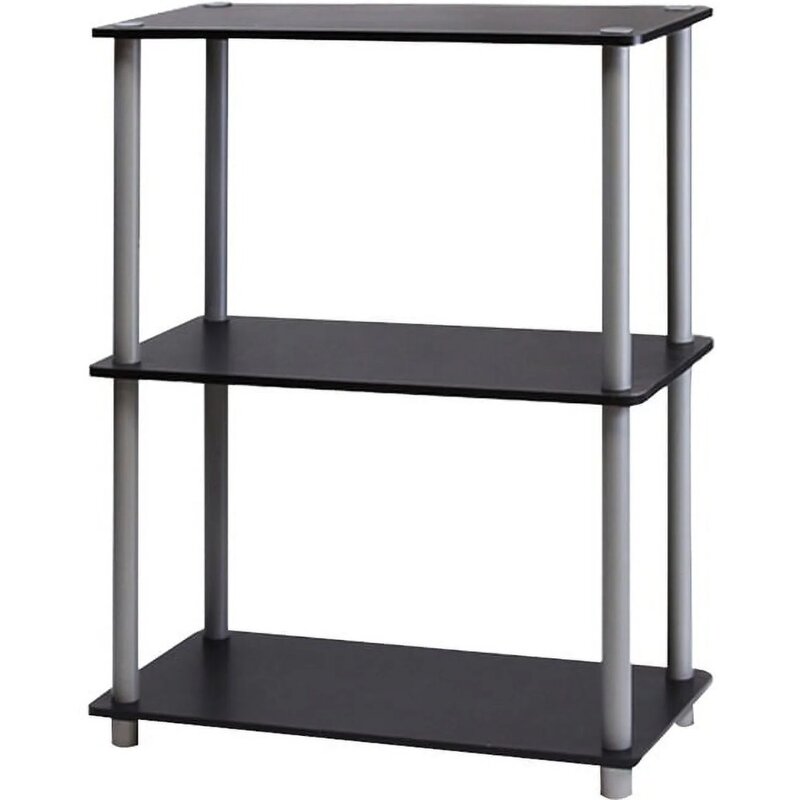 Durable 23.6 W x 11.6 D x 29.5 H 3-Shelf Freestanding Shelving Unit, Black and Gray