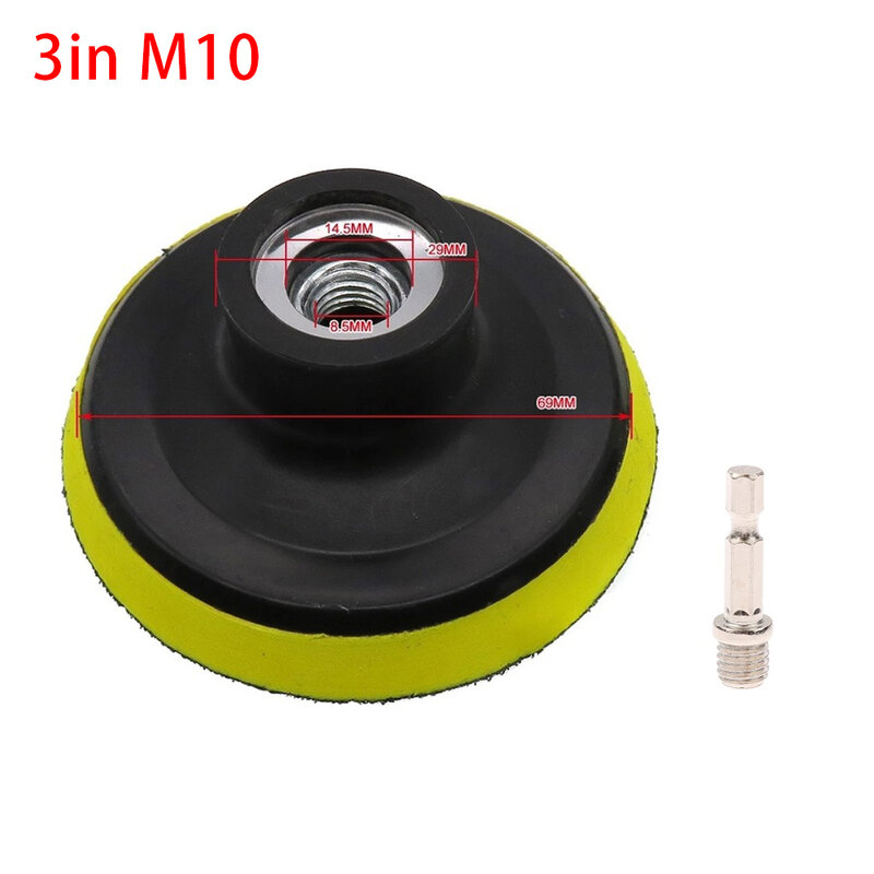 3-7 Inch Self-adhesive Backing Pad Polishing Plate With 10/14mm Thread Adapter Hex Shank Black, Yellow, Silver