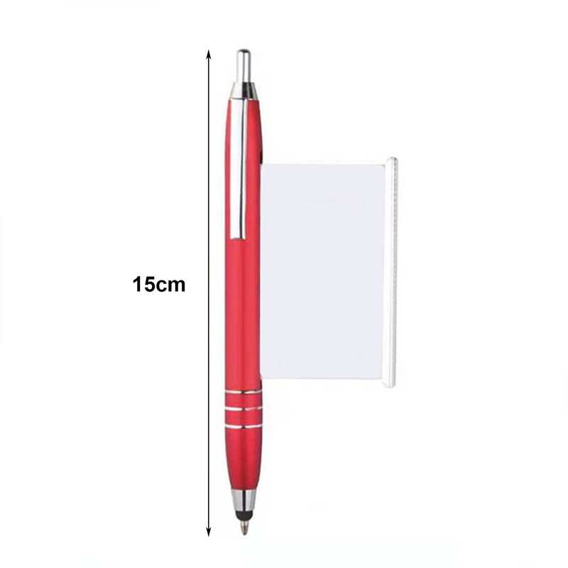 Metal caneta esferográfica com folha retrátil Memo, Ball Point, White Blank Banner, escrita suave Clip, Fixação Clip