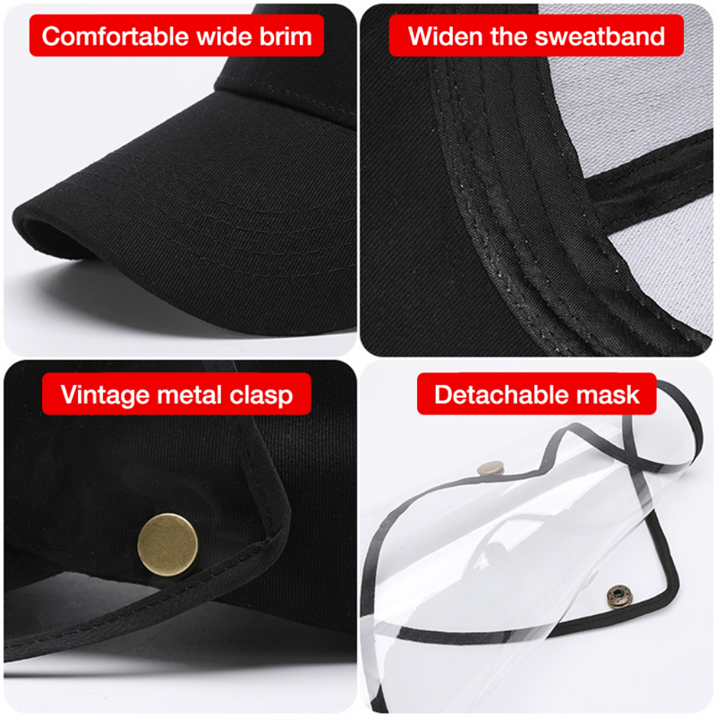 Face Shield Anti-Spitting Hat, Safety Face Shields Anti-Saliva Protective Cap Cover Dustproof Cover Outdoor Fisherman Hat Mask