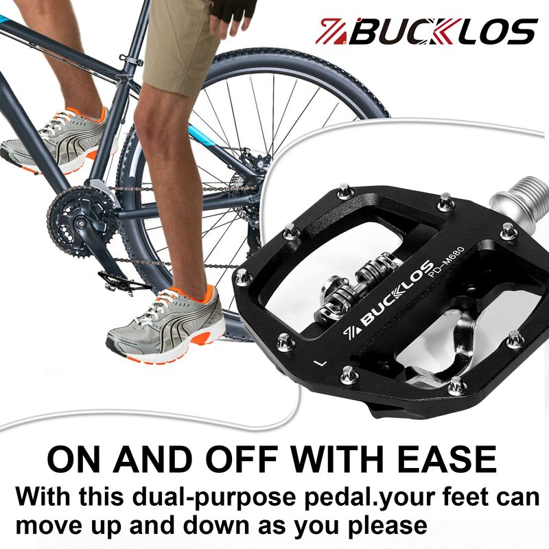 BUCKLOS Mountain Bike Pedals 3 Sealed Bearing PD-M680 Dual Clipless Flat & Lock Pedal Aluminum Cycling Pedals Fit Shimano SPD