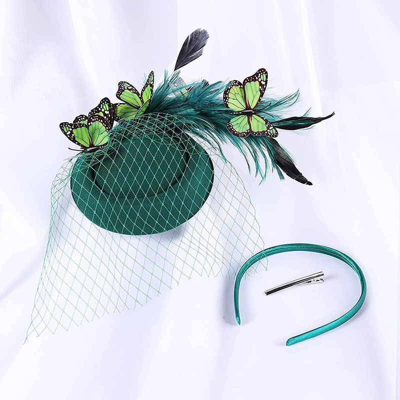 Вуалетка, женская, головные уборы в форме бабочек, на церковная фетровая шляпа, с заколкой