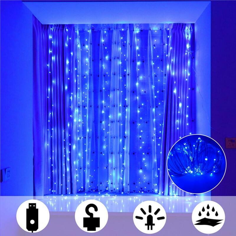 Lampu tirai Led, lampu peri gantung tinggi dapat diatur, lampu tirai Led kendali jarak jauh untuk kamar tidur, dekorasi luar ruangan untuk pernikahan