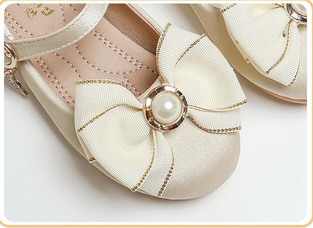 Sepatu Bayi Perempuan Baru Top Sepatu Putri Simpul Pita untuk Pesta Pernikahan Sepatu Kulit Siswa Tari Hitam Putih UKURAN 22-36