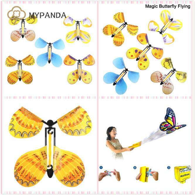 Brinquedo de cartão voador borboleta com mãos vazias, Borboleta solar, Transformação do casamento, Truques de mosca, Adereços mágicos, 1pc