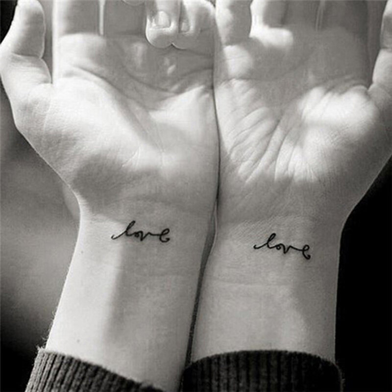 Stiker tato sementara, seni tubuh modis dapat dilepas Flash cinta pola huruf cinta tato tahan air 1 buah
